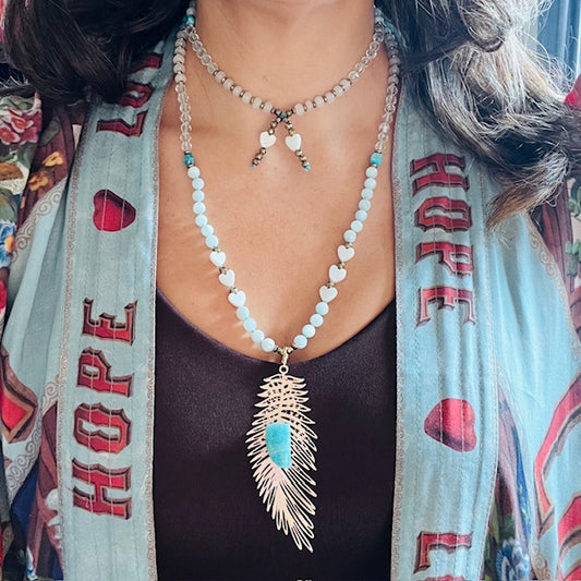 Sacred Feather 108 Beads Mala Necklace