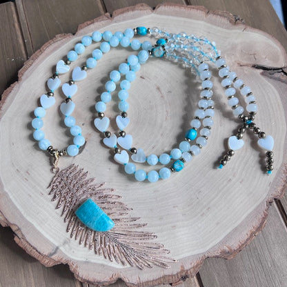 Sacred Feather 108 Beads Mala Necklace