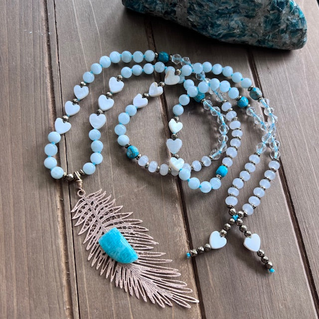 Sacred Feather 108 Beads Mala Necklace