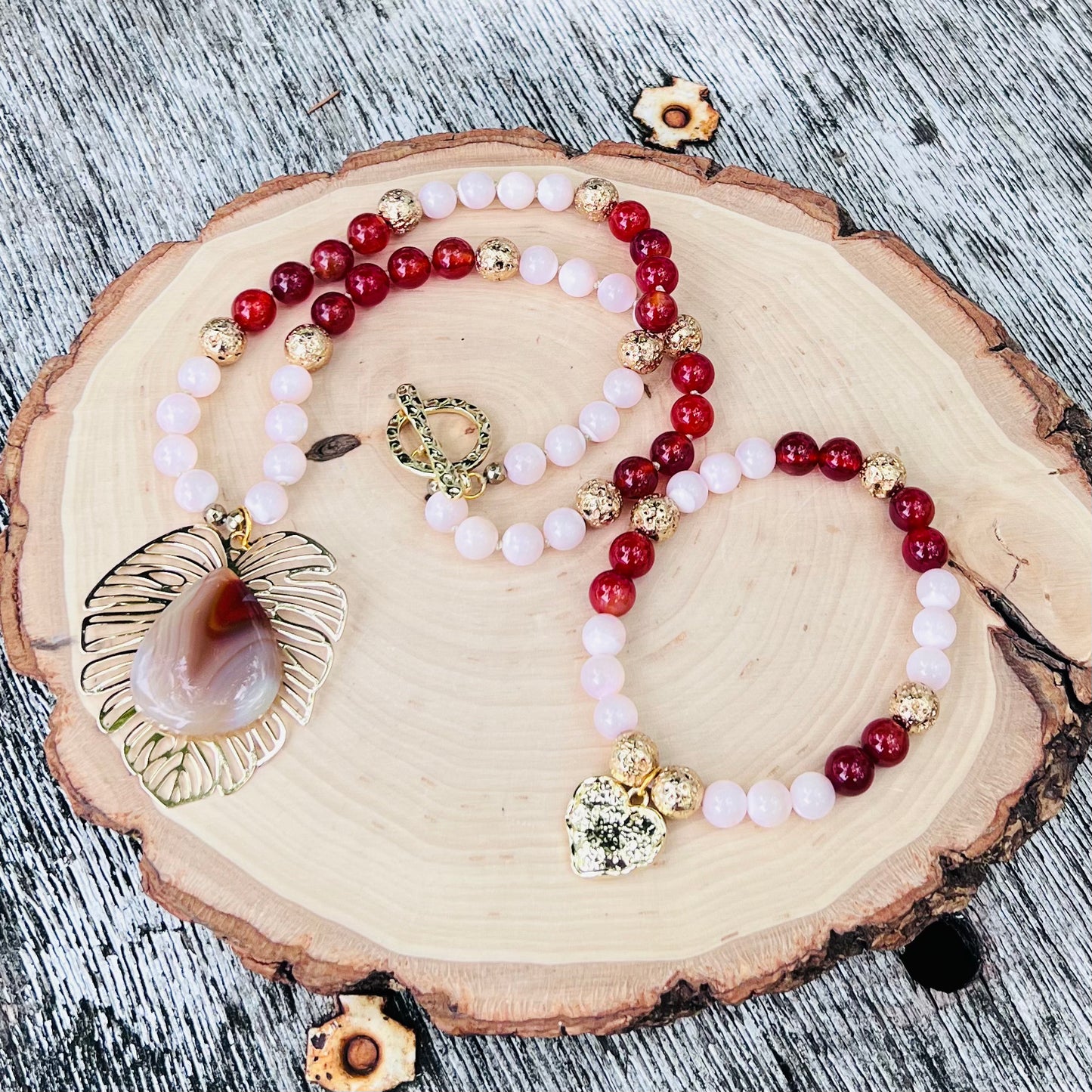 Healing Palm Mala Necklace Bracelet Set