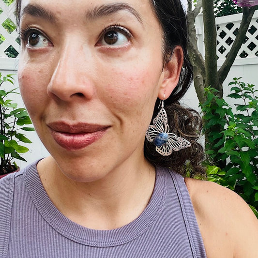 Handmade Blue Sodalite Butterfly Earrings