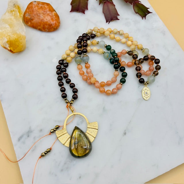 Sacred Sunrise 108 Beads Mala Necklace