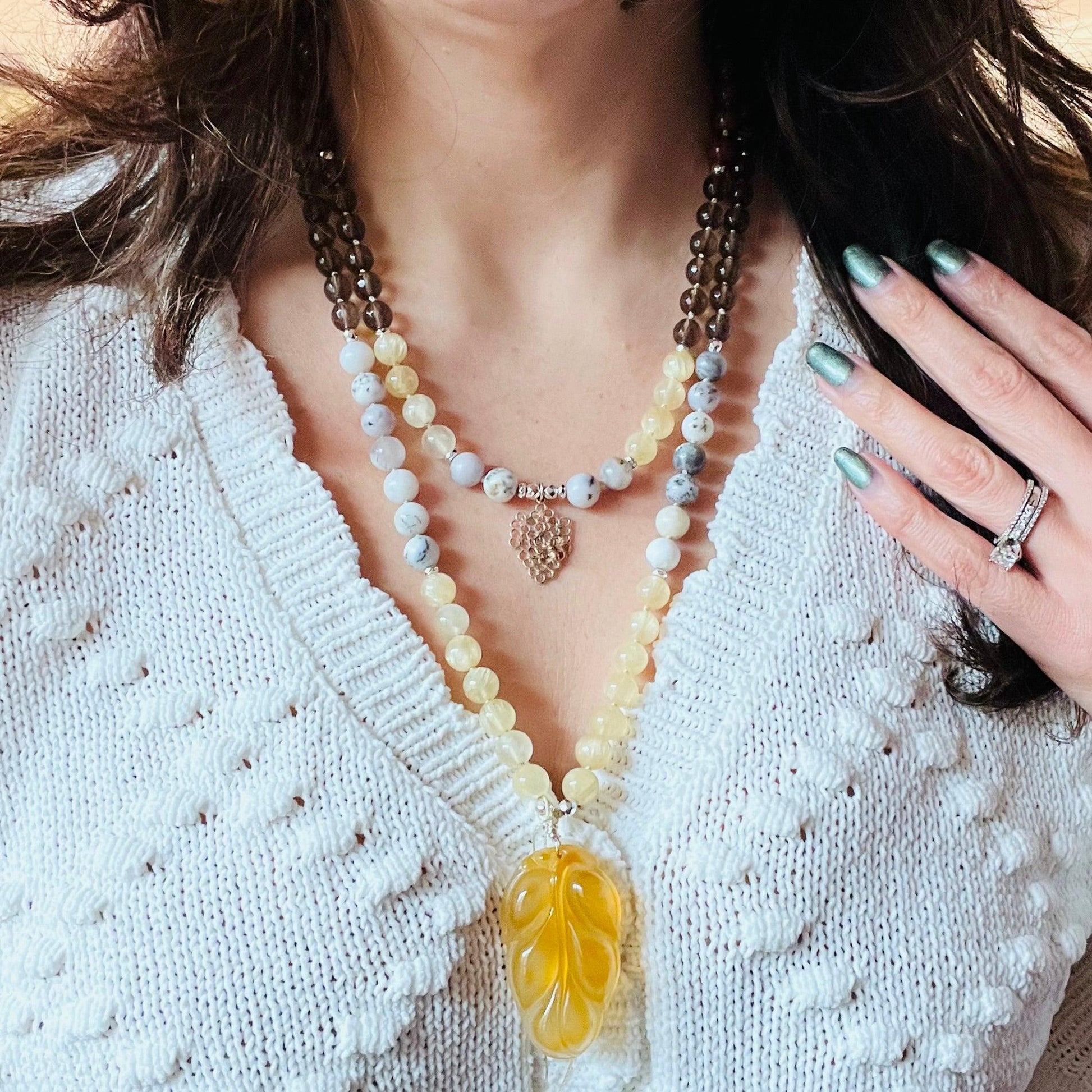 Honey Love 108 Beads Mala Necklace - Mala Mia NYC