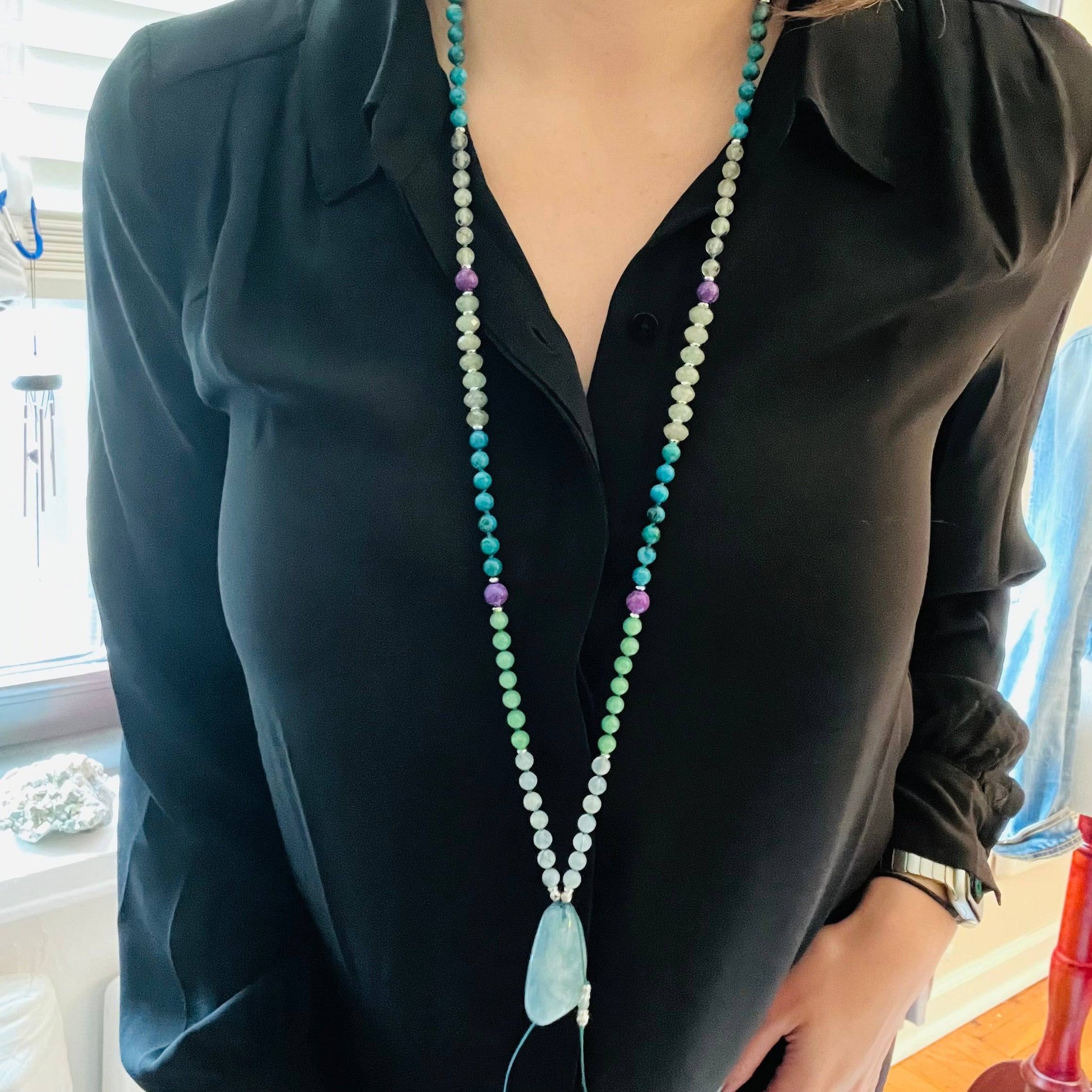 Visionary Waters 108 Beads Mala Necklace - Mala Mia NYC