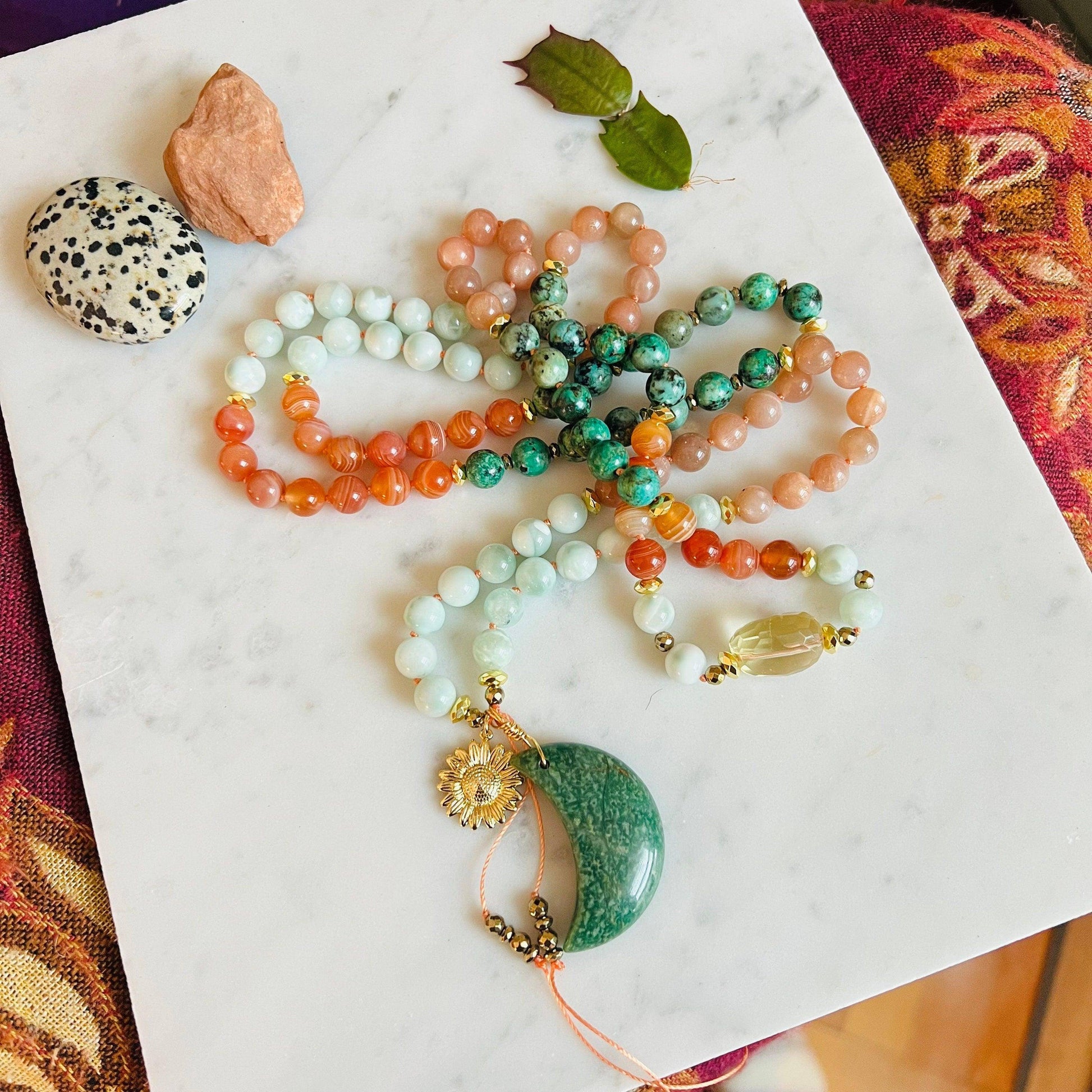 Serenity Blooms 108 Beads Mala Necklace - Mala Mia NYC